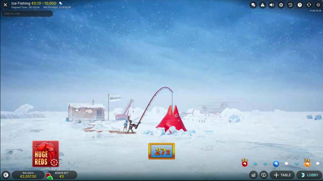 مثال على مكسب كبير في Ice Fishing Live